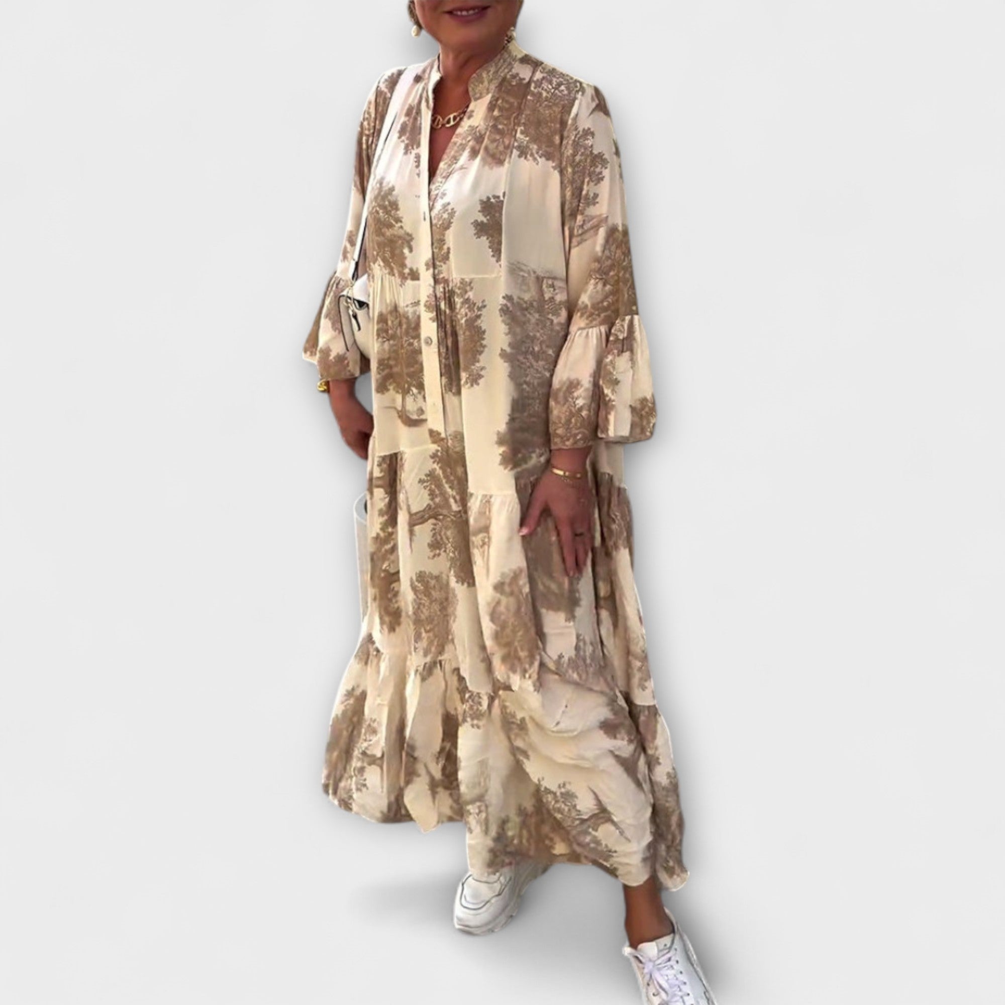 Nerina - Elegant blomstrete maxikjole