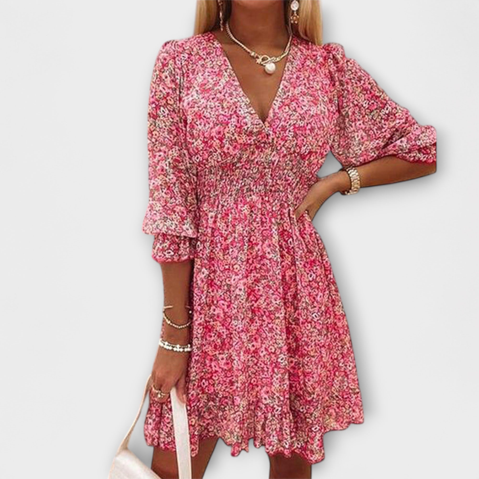 Robe à manches bouffantes florale pour femmes