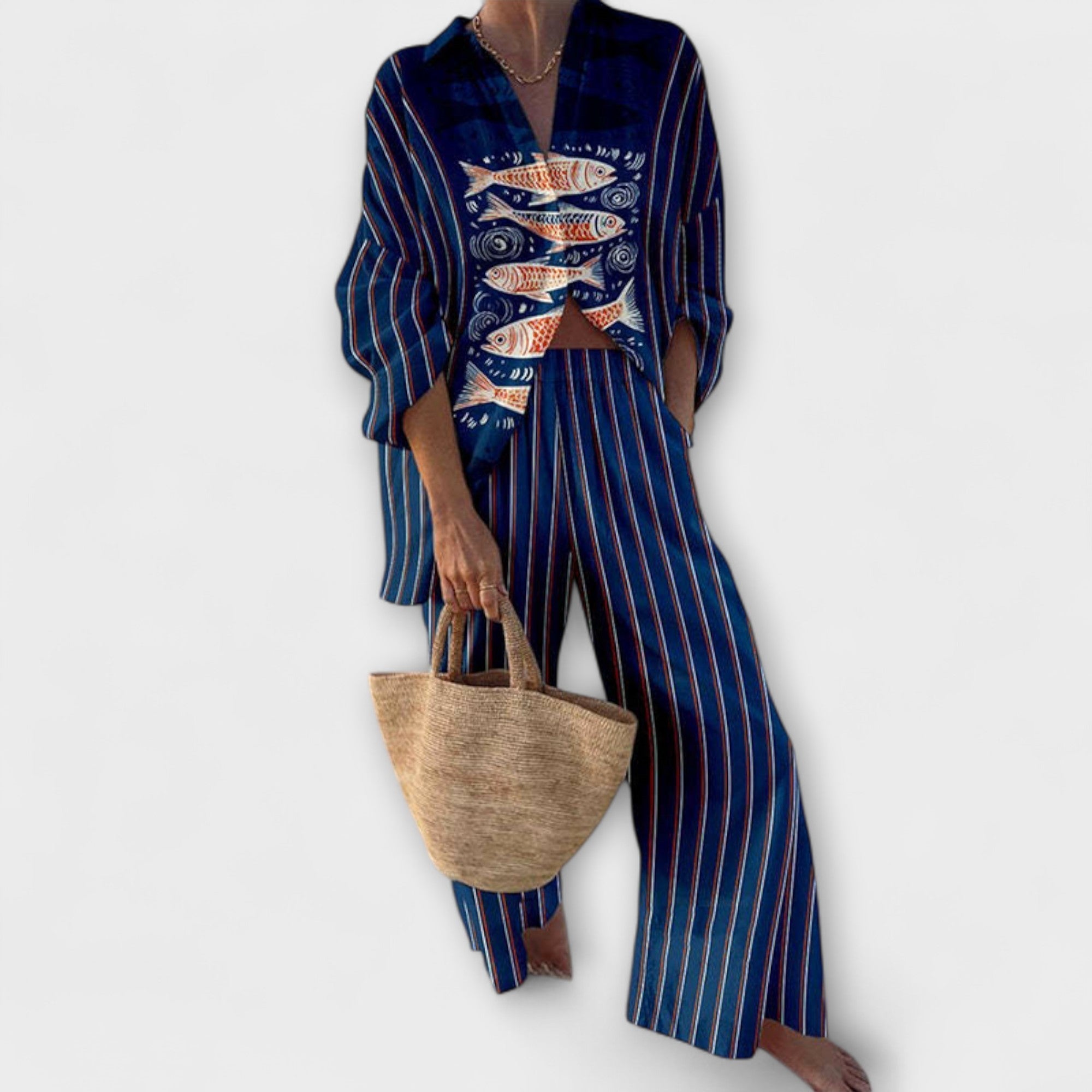 Zairine - Set med Koi-mönster i blått