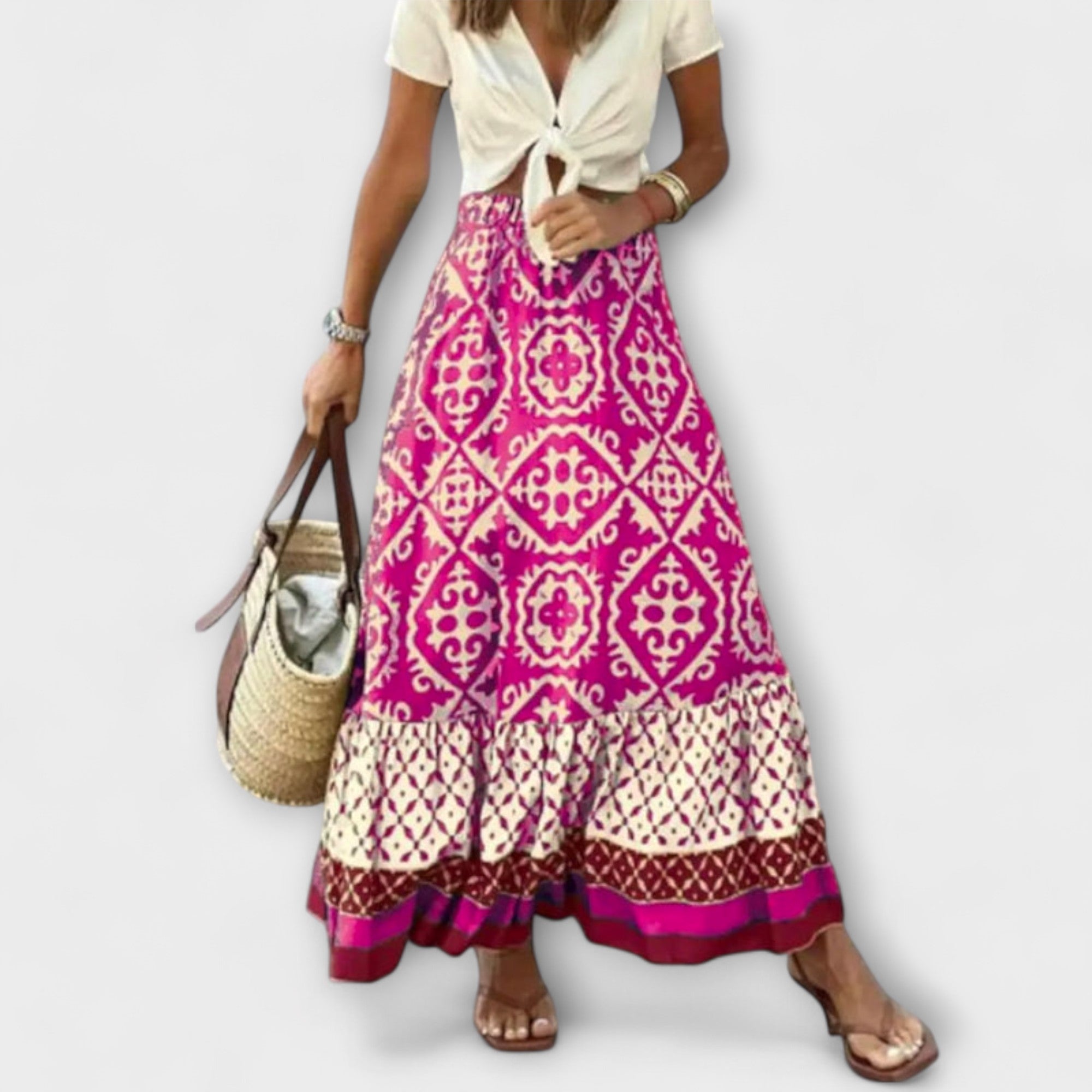 Dagmar - damska letnia spódnica z wysokim stanem