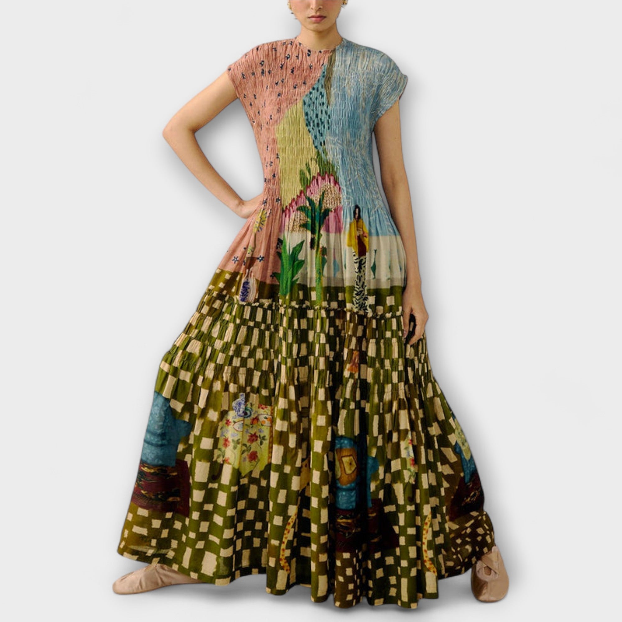 Amara - Vestido Plissado com Estampa Animal