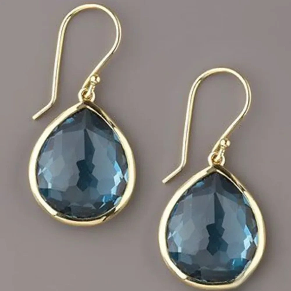 Boucles d'oreilles rétro goutte bleue