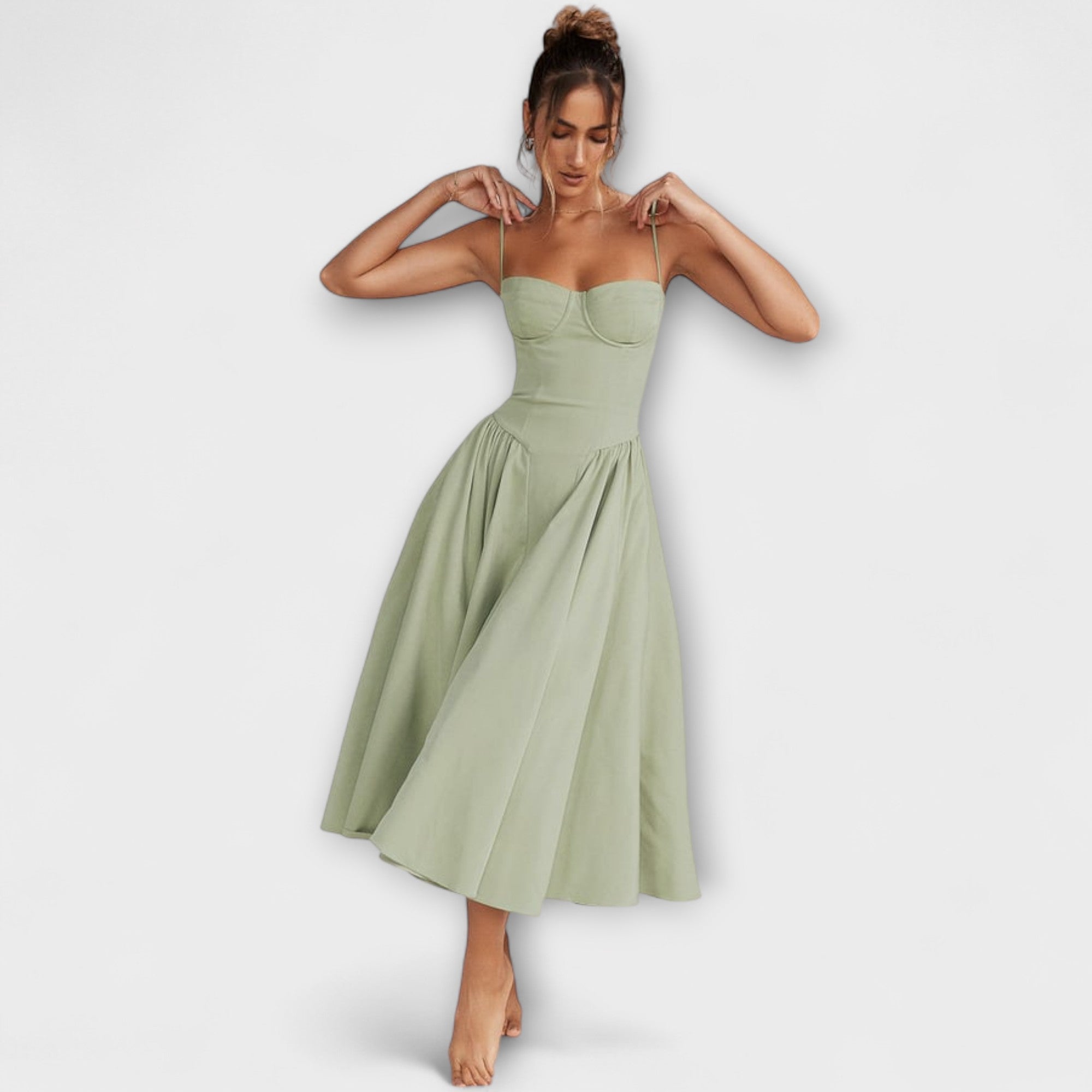 Rosalie - Vestido Corselet Sem Mangas Refinado