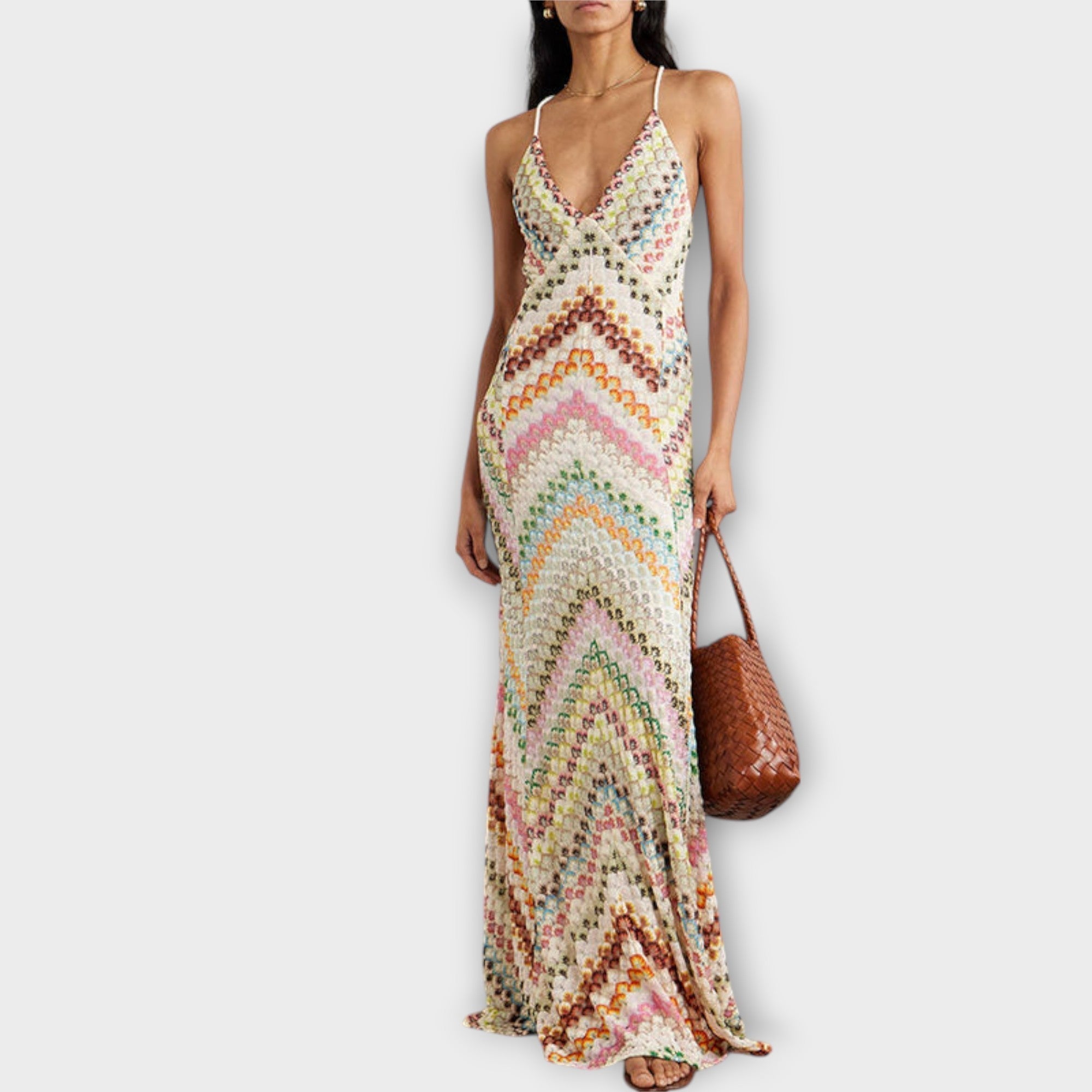 Remi - Robe longue Missoni à motif pied-de-poule coloré