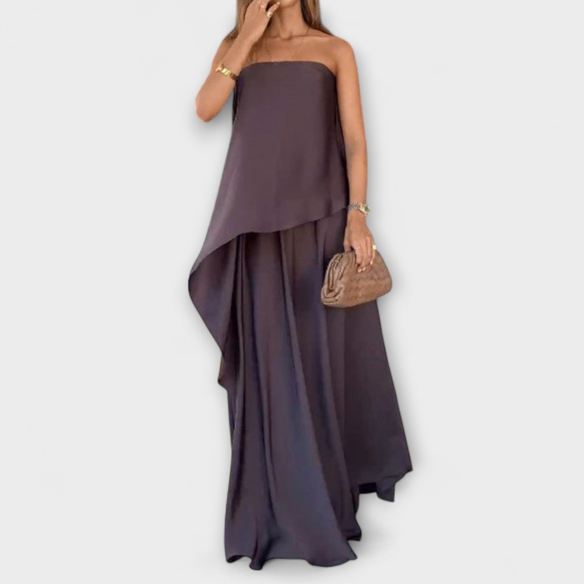 Ruby - Top e saia chic sem mangas tipo bandeau