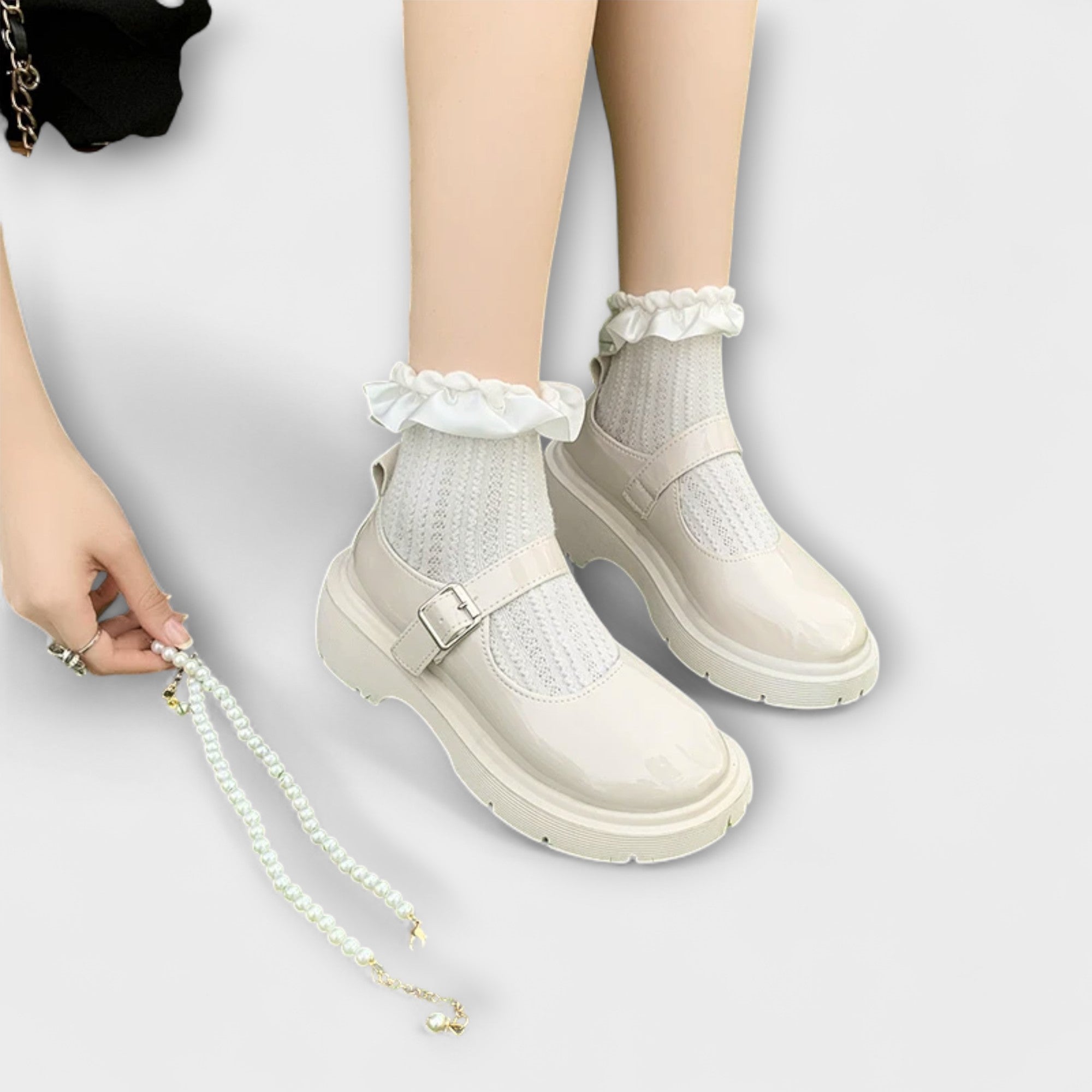 Pearl - Sapatos de Pele Mary Jane de Pérola de Luxo