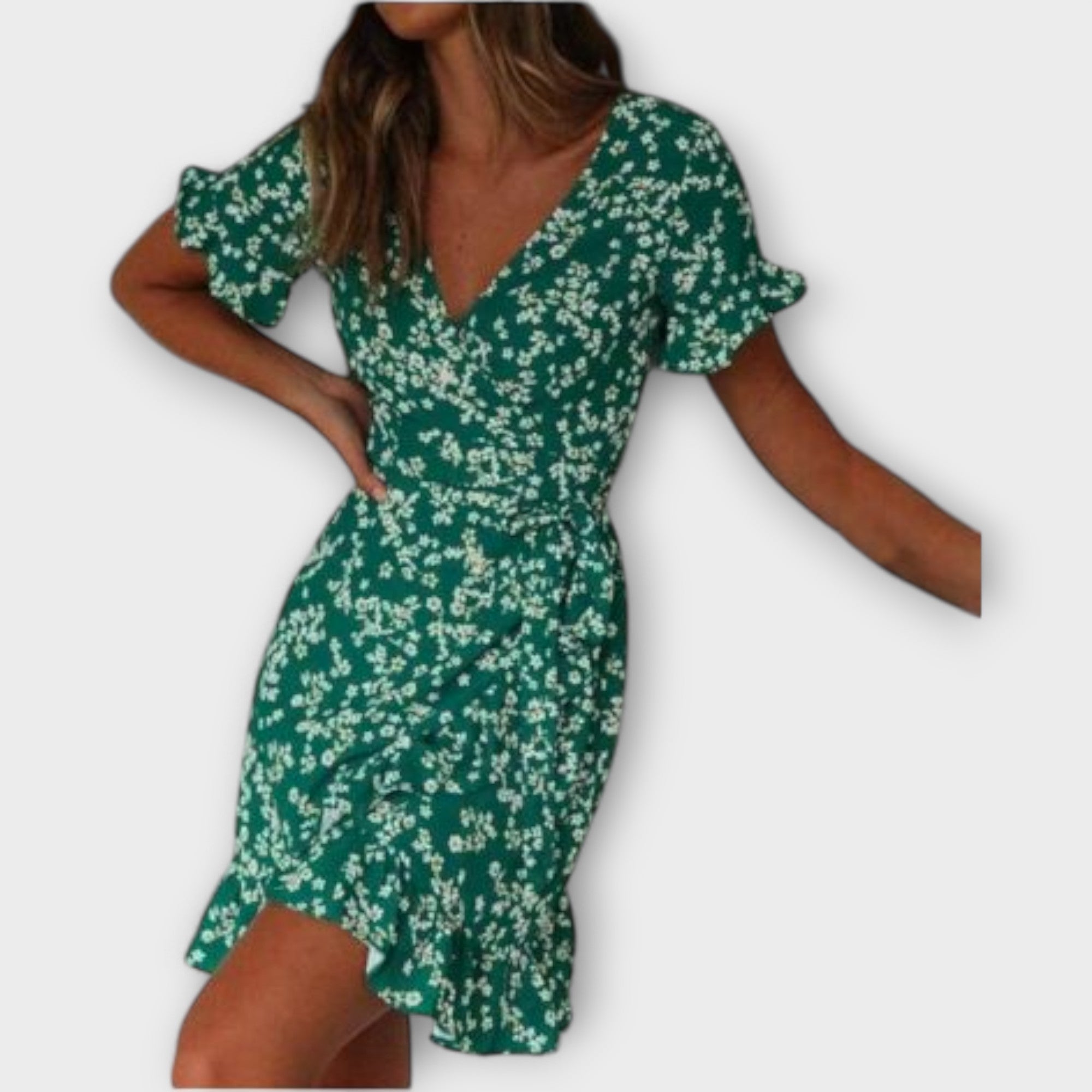 Nilsine - Vestido Curto Boho em Verde